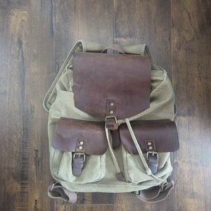 Military Surplus Canvas and Leather Backpack